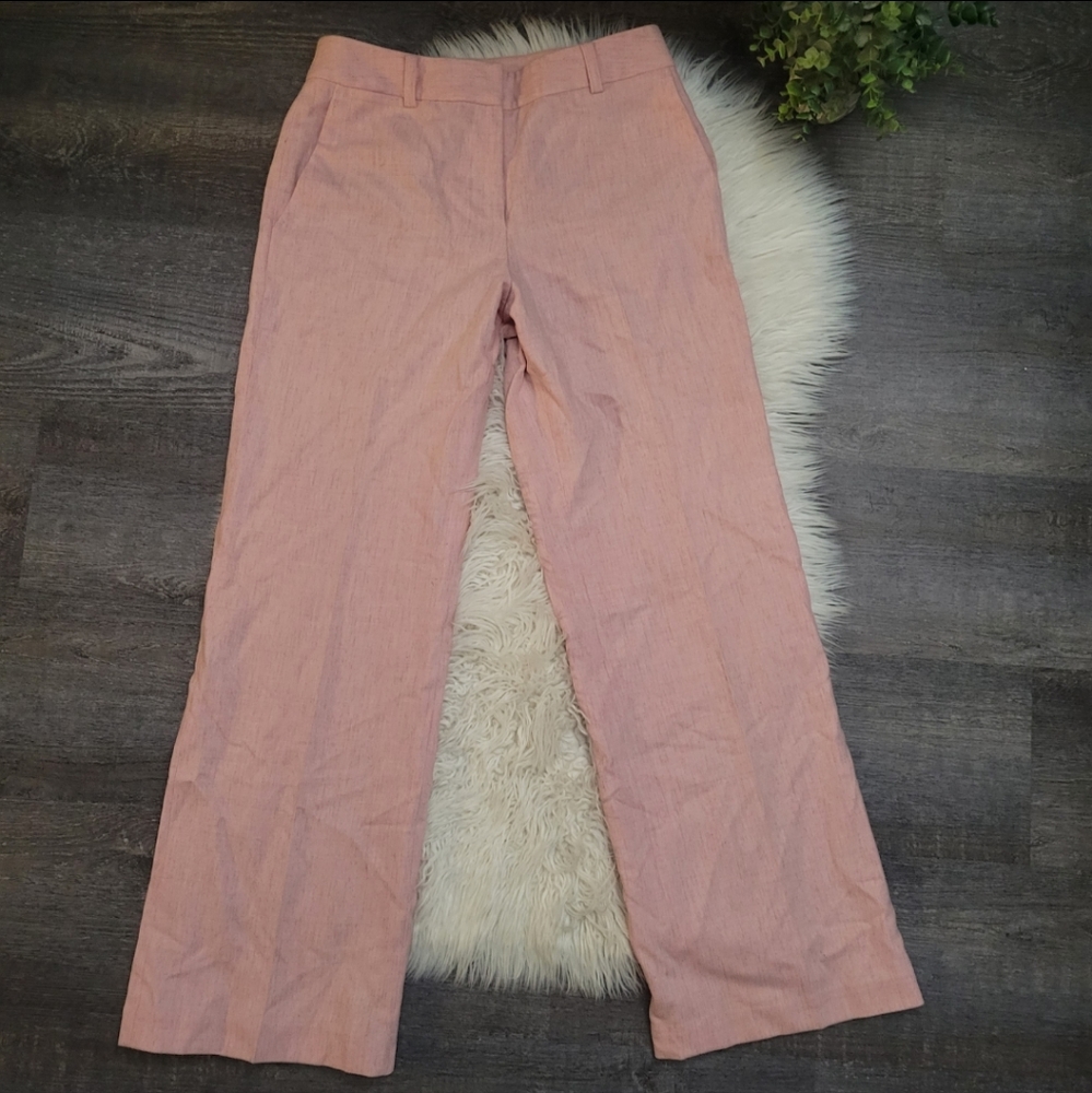 LOFT Pink Heathered Wool Blend wide leg trouser size 4 - Picture 8 of 12